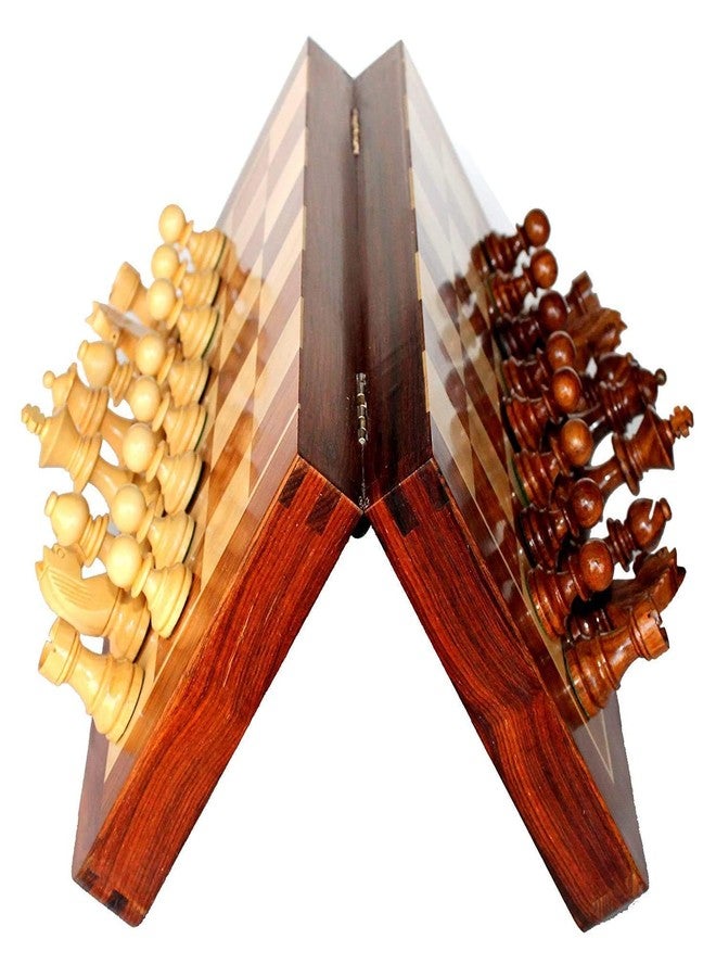 Mahi Enterprise Wooden Chess Set - 12-Inch Magnetic Folding Board with Hand-Carved Pieces - Image 5